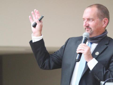 OBN spokesman Mark Woodward gave a presentation to the Watonga community last week on illegal marijuana operations in the state