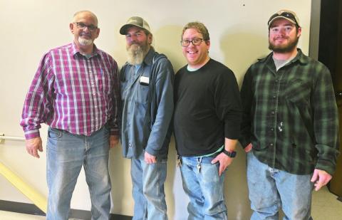Paul Sutherland retired from the City of Watonga on Friday, January 24. He had more than 11 years of service. The city thanked him for his service and wished him well on his retirement. Left to right: Donnie Dunn, Paul Sutherland, Zane Plummer, G.R. Greer