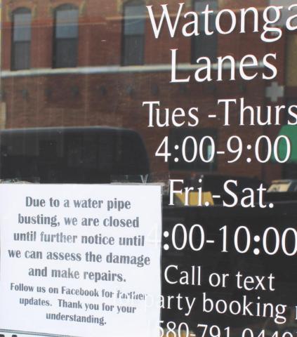 Busted Pipe Shuts Down Watonga Lanes