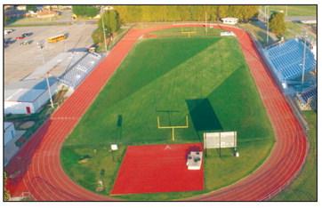 A lot has changed since this 2019 photo of Watonga High School stadium was taken. One more change coming up is the rebuild of the asphalt base and urethane surface of the track.Parts of the structure are more than 30 years old. The new technology will help prevent injuries. PHOTO BY LEROY JOHNSON