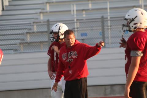 Clint Benway during a football practice