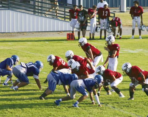 travelled Aug. 22 to Hennesey to take part in a scrimmage.The Eagles will host Carnegie for a scrimmage at home Thursday, Aug. 28 at Eagle Stadium