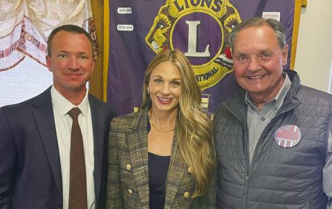 (L-R) Brady Butler, Jessica Winegeart and Rick Koch, candidates for Oklahoma Senate District 26, spoke Tuesday at the Watonga Lions Club