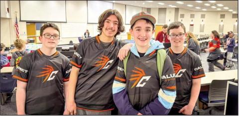 (ABOVE ) Congratulations to the Junior High Super Smash Bros. Duels Team on a third place finish Monday at the OKSE Central Region Tournament. This was the first time the team competed in the new team-based duels format. Josiah | Easton | Coen | Jeremiah