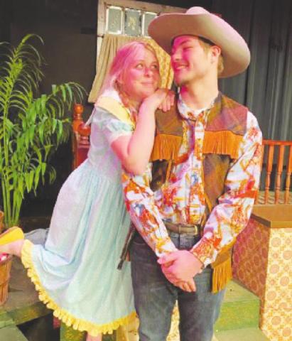The hero of the melodrama is Sheriff Jack B. Nimble (Cale Lorenz) with Sweet Sally (Calista Riley), who try to bring the villain to justice in the upcoming “The Villain Wore a Dirty Shirt.” Performances at the Watonga Community Theatre, March 6, at 2:30 and 6 p.m.