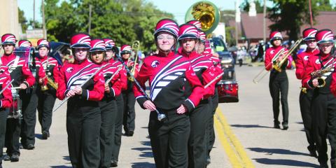 The Watonga Eagles High School Band (ABOVE) will be front and center again this year when the Cheese Festival Parade rolls down Noble Avenue. The parade is set for noon on Saturday, October 12.