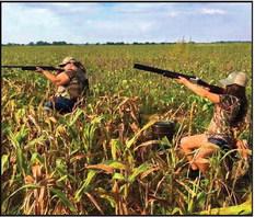 These hunters are taking aim at some fast-flying dove. Any state resident may go hunting without needing a license during Oklahoma's Free Hunting Days, the first weekend of September. (Heather Del Moral/ODWC)