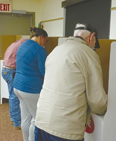 Voter turnout was brisk Tuesday. These citizens lined the walls inside the voting precinct at the Watonga Library about 8 a.m. The polls were open from 7 a.m. to 7 p.m. and the Blaine County Election Board said Monday afternoon more than 300 registered voters had already cast in person absentee ballots, known as early voting.