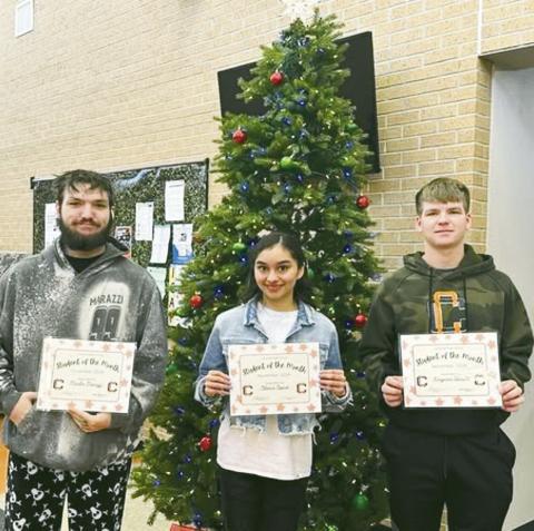 High School Winners of the November Student Spotlight are (L to R)Marlin Marazzi, Blanca Beard and Kingston Arnold. Congratulations!