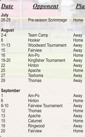 Watonga HS Softball 2022 Schedule