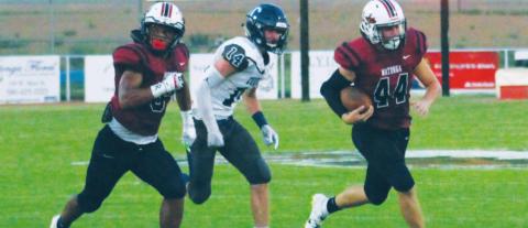 Watonga High School players Joe Jackson (8) and Joe Rinehart (44) in action vs. Cordell High School in 2019. Bob Henline Watonga Republican