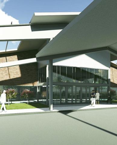 Architect’s rendering of the proposed Calumet Performing Arts Center. The building will seat between 650- 780, depending on the event.