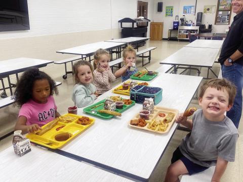 The three year old Baby Bison came to visit their future classroom, play on the playground and eat lunch at ‘the big school.’