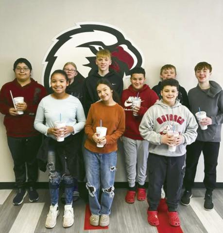 Watonga Middle School Students of the Month (Dec, Jan, Feb) received