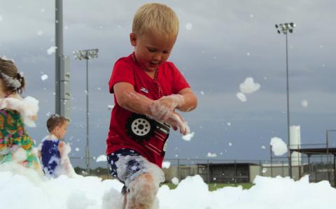This little guy was having tons of fun at the City of Watonga’s Fourth of July celebration at Huff-Lorang Park. The afternoon featured bubble machine, bounce house, free hotdogs, splash pad and firehoses shooting water up until dark whenthe Lions Club fireworks filled the night sky.