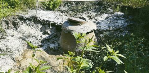 This photo shows how much the soil around an intake pipe at the city sewer faciltiy has collapsed, leaving the pipe unsupported.