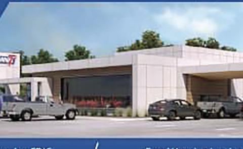 This builder’s rendering of the planned Bank7 location on Highway 281 shows approximately the new building will look like. It will occupy the space formerly operating as the old Sonic.